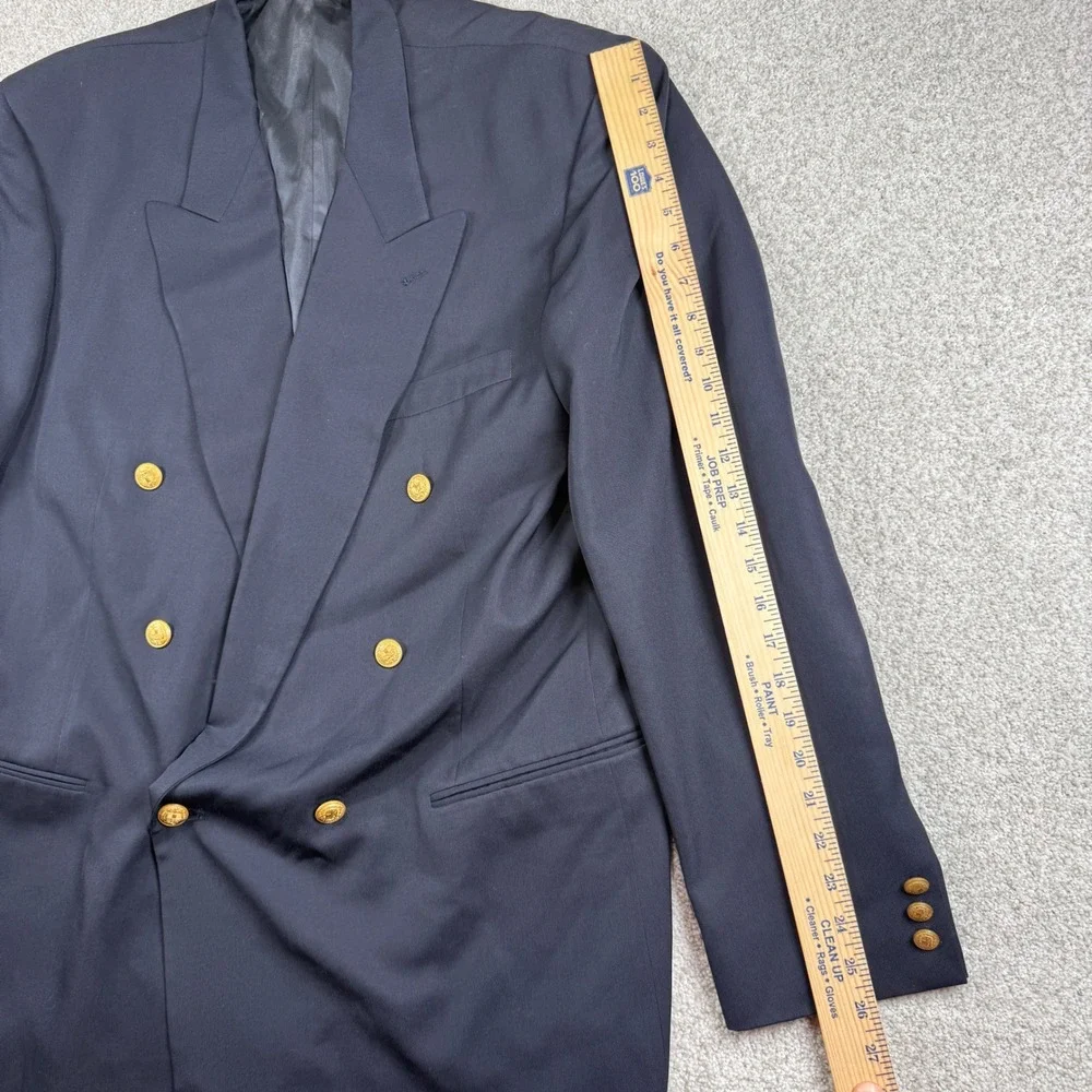 Vintage Givenchy Blazer Mens 44 Navy Blue Double Breasted Gold Button Wool‎